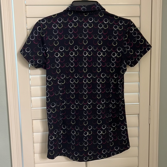 Jofit Ladies Navy Circle Pattern Golf Polo SZ SMALL - Picture 4 of 6